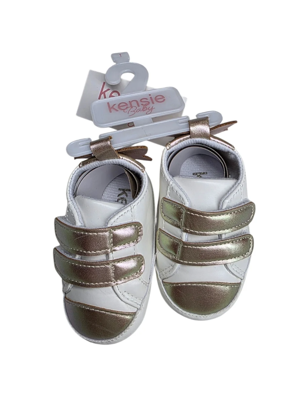 Kensie Baby White and Gold Infant Sneakers